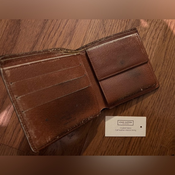 LOUIS VUITTON Folded Wallet Bi-fold PVC Brown Monogram Used - Picture 12 of 15